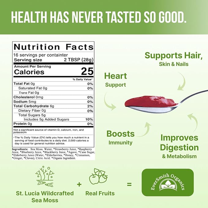 Wildcrafted Irish Sea Moss Gel | Made in USA | Rich in Vitamins & Minerals | Sea Moss Gel Raw | Nutritional Supplement | Mixed Berry (16 oz)