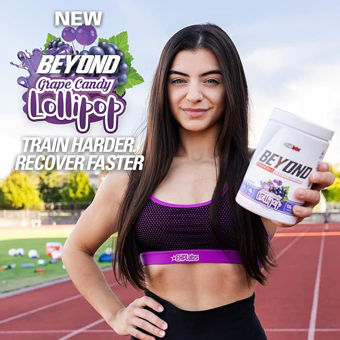 EHP Labs Beyond BCAA Powder Amino Acids Post Workout Recovery - BCAAs Essential Amino Acids EAA Supplements Powder - 10g Amino Acids Supplement for Muscle Recovery, 60 Servings (Grape Candy Lollipop)