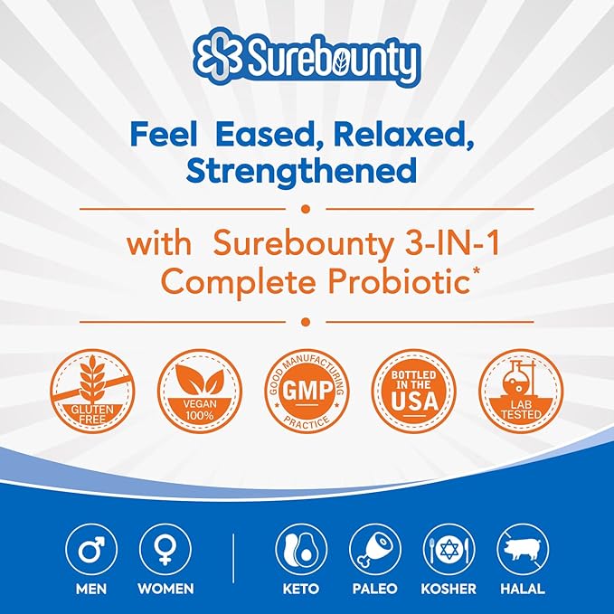 Probiotics 120 Billion CFU, Probiotics for Men & Women, Prebiotics + Digestive Enzymes, Highest Potency, 3-in-1 Complete Probiotic, Digestive Support, 30 Caps