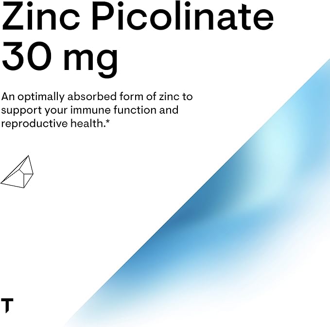Thorne Zinc Picolinate 30 mg - Well-Absorbed Zinc Supplement for Growth and Immune Function - 180 Capsules