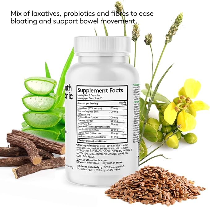 Youth & Tonic 3X Body Cleanse and Detox Pills for Women & Men with Liver, Kidney, Colon Supplements to Support Healthy Functions and for Loss of Unwanted Impurities and Metabolic Waste. 120 Capsules