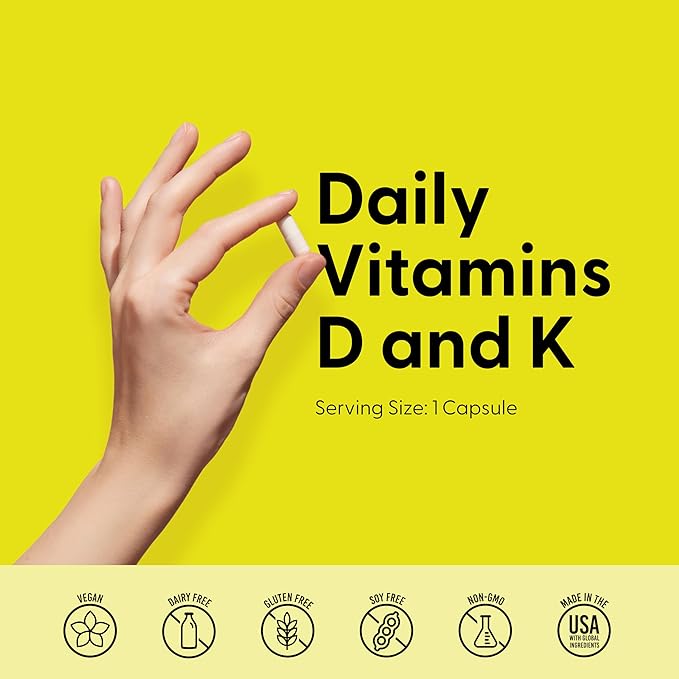 LIVELY VITAMIN CO. Solar Power Vitamin D3 5000 iu - Patented Vitamin K - MK7 - Immune Balance - Brain Function - Mood - Heart - Stress - 60 Count
