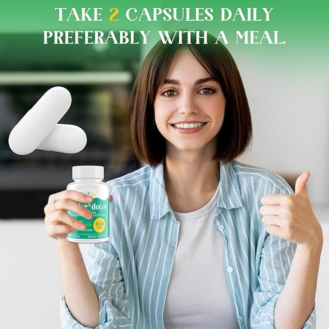 15-in-1 Detox Binder, Activated Charcoal, Zeolite & Bentonite Clay, Chlorella, 1500 MG Supplement Maximum Absorbent, Liver Gut Digestive Toxin Detox Cleanse, 90 Vegan Capsules