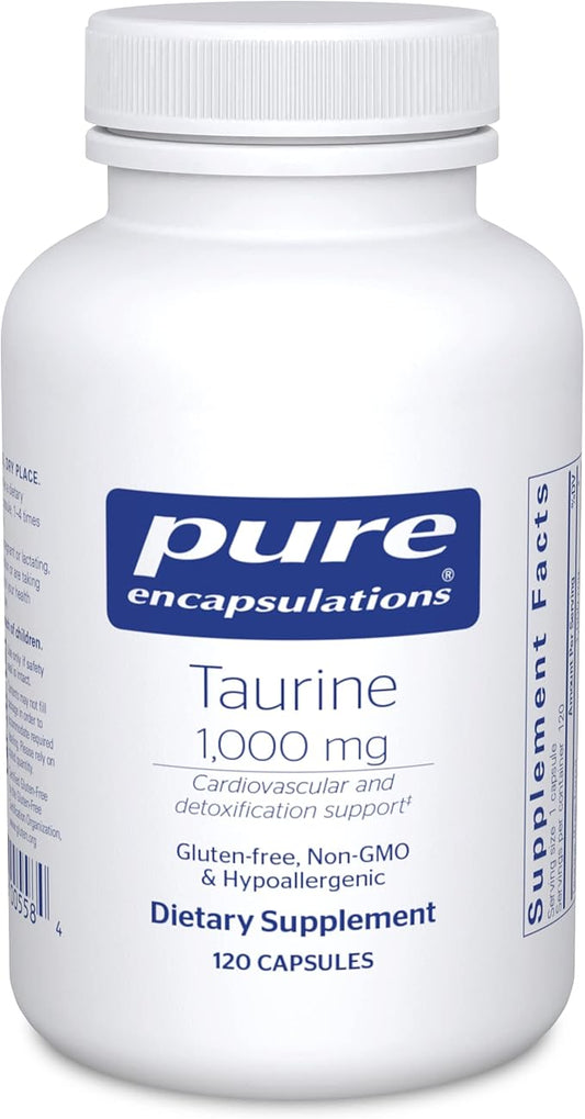 Pure Encapsulations Taurine 1,000 mg - Supports Heart Health & Detox - Essential Amino Acid - Liver & Gallbladder Health* - Vegan & Gluten Free - 120 Capsules