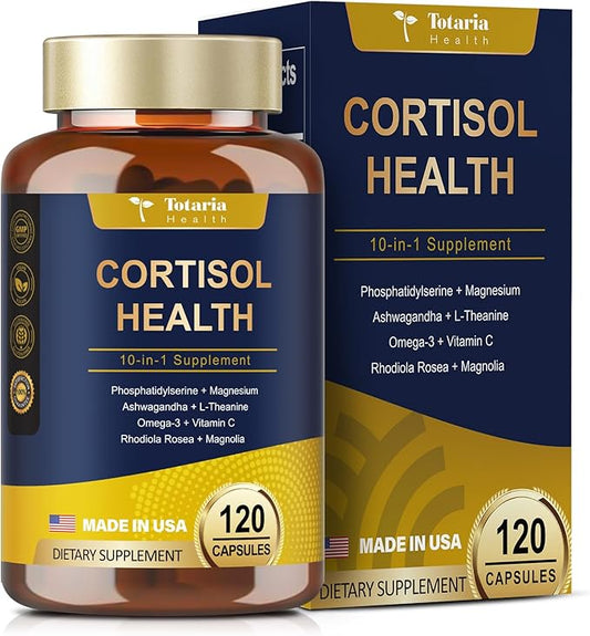 Cortisol Supplement with Ashwagandha,Magnesium,Rhodiola Rosea,L Theanine,Hormone Balance for Women Mood, Focus, Sleep Support 120 Vegan Capsules (Pack of 1)