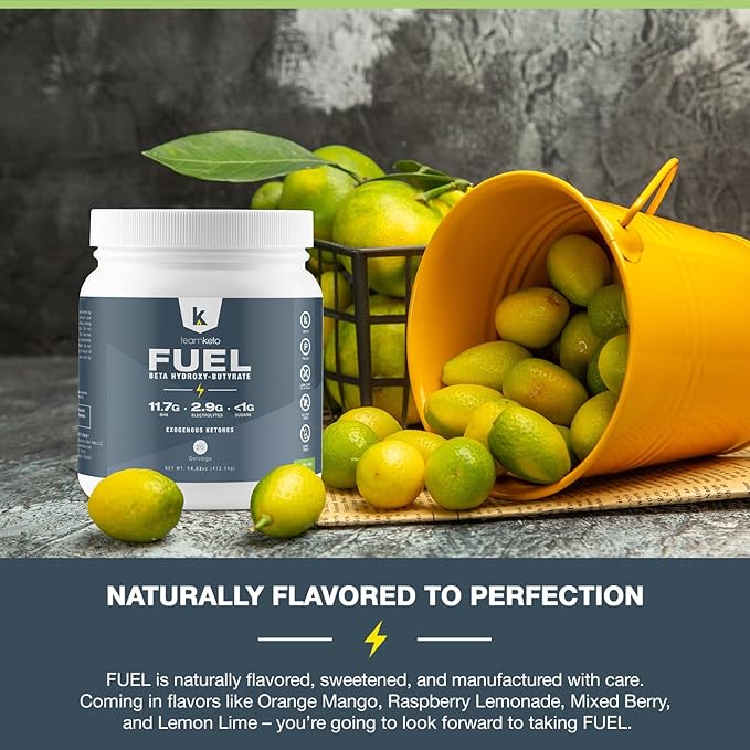 exogenous Ketones Powder, Pure Keto BHB Salts | Dairy & Gluten Free-Best Keto Supplements Fuel for Energy Boost, Mental Performance- Pre-Workout Naturally Flavored 436g - Lemon Lime