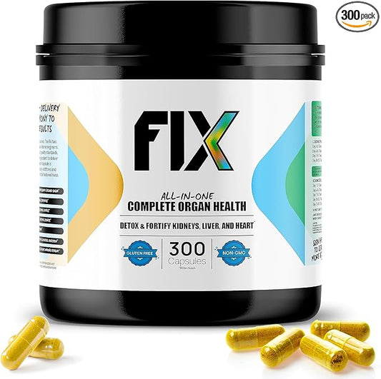 Fix The 16-in-1 Complete Health Supplement - Organ Support for Liver, Heart, and Kidney - Non-GMO, Vegan Formula for Holistic Well-Being - 30 Servings Per Container