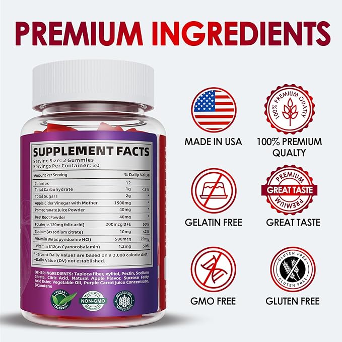 (5 Pack) Keto ACV Gummies Extreme1500MG Keto Gummies Apple Cider Vinegar Formulated with Pomegranate Beet Juice Powder B12 Vegan Non GMO 300 Gummies