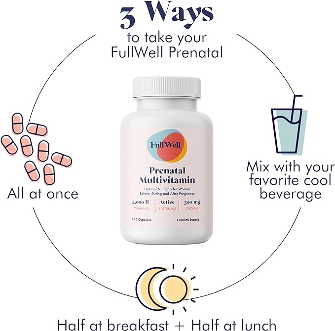 Prenatal Vitamins | Choline, folate, Vitamin D for fetal Growth, Brain Development | 26+ Vital Nutrients | Dietitian-Formulated, OBGYN Recommended, Non-GMO, 3rd Party Tested, 30 Servings