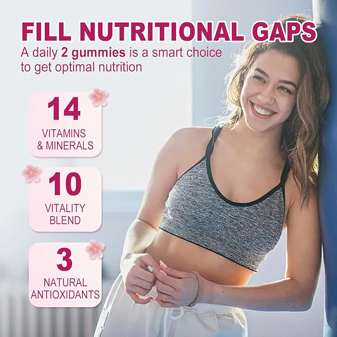 Sugar Free Multivitamin for Women Gummies with Biotin 5000mcg, Collagen MSM Hyaluronic Acid, Vitamin A C D3 E & B Complex and Methyl Folate & B12, Organic Multi Vitamins for Hair Skin Nails, Energy
