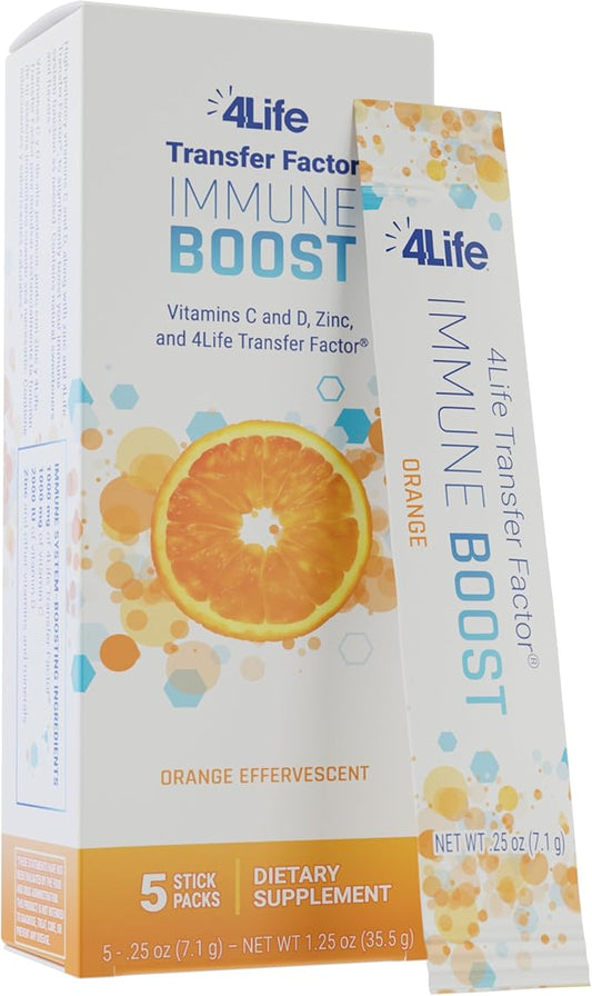 4Life Immune Boost - Wide Spectrum Immune Defense Transfer Factor, zinc, and Vitamin C - 5 Powder Packs