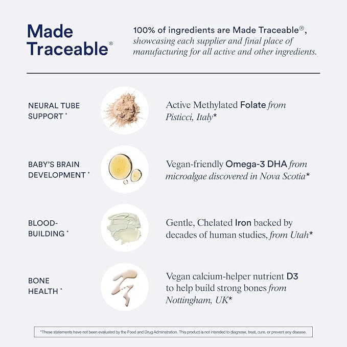 Ritual Essential for Women Prenatal Multivitamin: Folate & Choline for Neural Tube Support, Omega-3 DHA for Fetal Brain Development, Iron, Calcium-Helper D3 & K2, Non-GMO, Vegan, Citrus, 30 Days