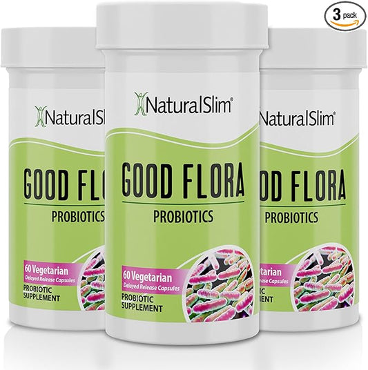 NaturalSlim Good Flora – Probiotics for Digestive Health, Intestinal Flora and Immune Support with Lactobacillus Acidophilus Probiotic | 7 Powerful Probiotic Strains | Gluten Free - 180 Capsules