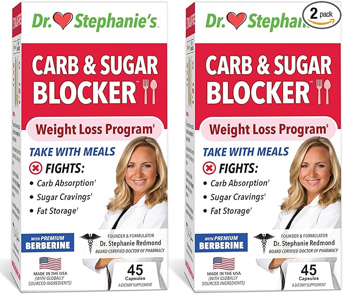 Dr. Stephanie's Mealtime Carb & Sugar Blocker - Reduce Digested Carbs & Sugars, Stimulant-Free (2 Pack)