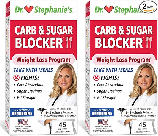 Dr. Stephanie's Mealtime Carb & Sugar Blocker - Reduce Digested Carbs & Sugars, Stimulant-Free (2 Pack)