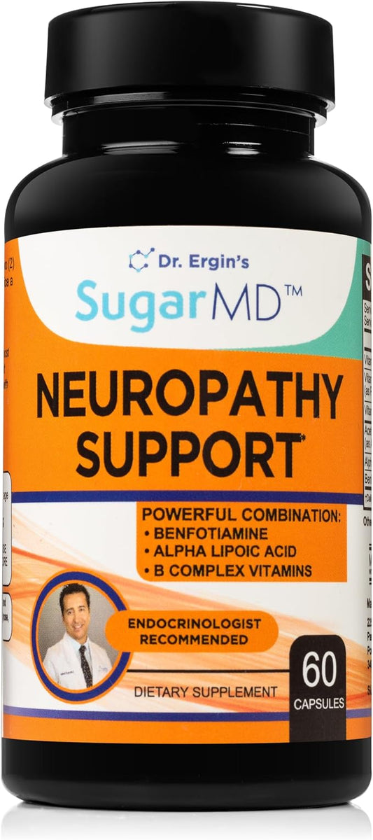 SugarMD Neuropathy Support Supplement – 60 Nerve Supplement Capsules with Alpha Lipoic Acid, Benfotiamine & Vitamin D3 B6 B12 - Nerve Support Supplement for Feet, Hands, Fingers & Legs - 30 Day Supply