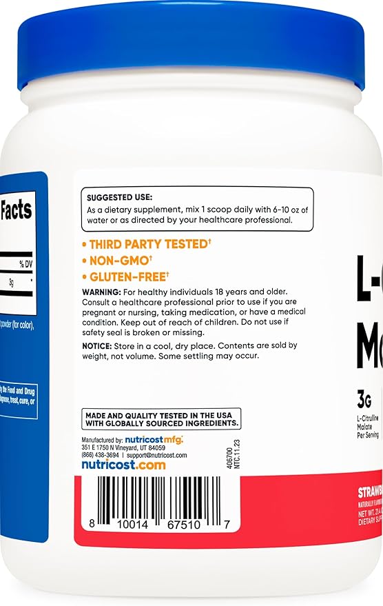 Nutricost L-Citrulline Malate 2:1 (600 Grams) (Strawberry Kiwi)