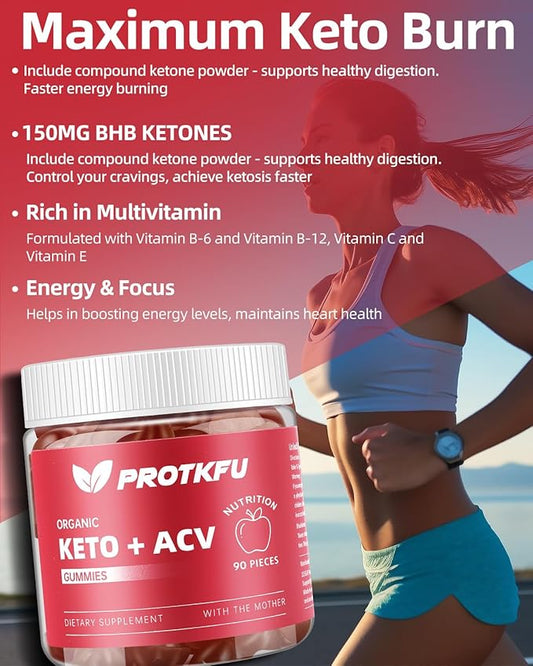 90 Count Keto ACV Gummies Advanced Weight Loss Keto Supplements for Stomach Bloating, Gut Clean Support, ACV Keto Gummies for Weight Loss