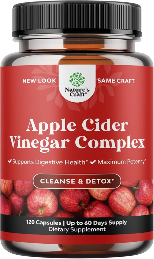 Cleansing Apple Cider Vinegar Capsules - ACV Cleanse and Detox Pills for Gut and Digestive Health with Slimming Cayenne - Extra Strength ACV Capsules for Gut Cleanse and Full Body Detox (60 Servings)
