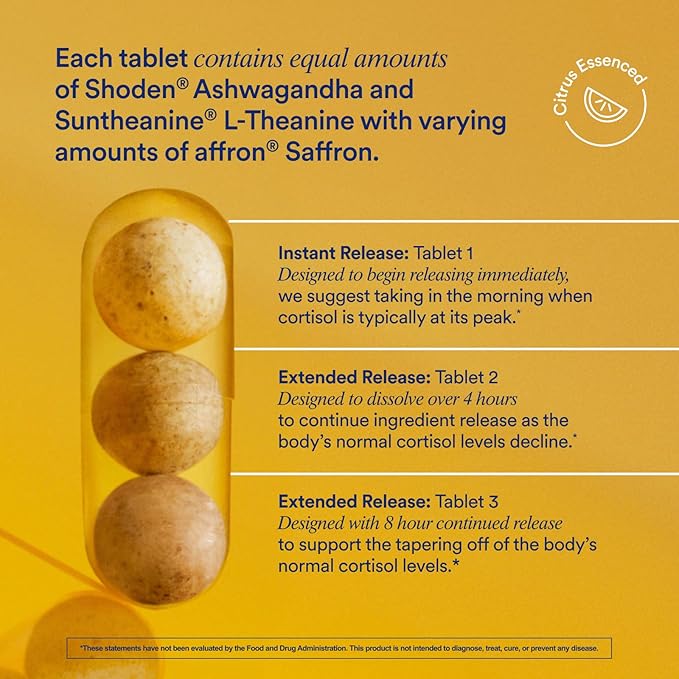 Ritual Stress Relief Supplement BioSeries with 8-Hour Release Support (Shoden® Ashwagandha, Suntheanine® L-Theanine, and Saffron as affron®*) 30 Day Supply
