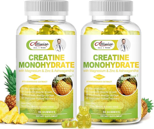 Creatine Monohydrate Gummy Gifts for Men Women, Multiple Creatine Supplement with 200mg Ashwagandha & Magnesium & Zinc for Muscle Builder & Strength, Energy, Pre Workout,Gym Accessories