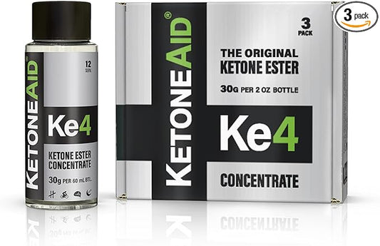 KetoneAid KE4 Pro Ketone Ester Drink | Not a Ketone Salt, No Sugar, No Caffeine | Exogenous D-BHB Ester | 12 Serving Per Bottle (3 Count)