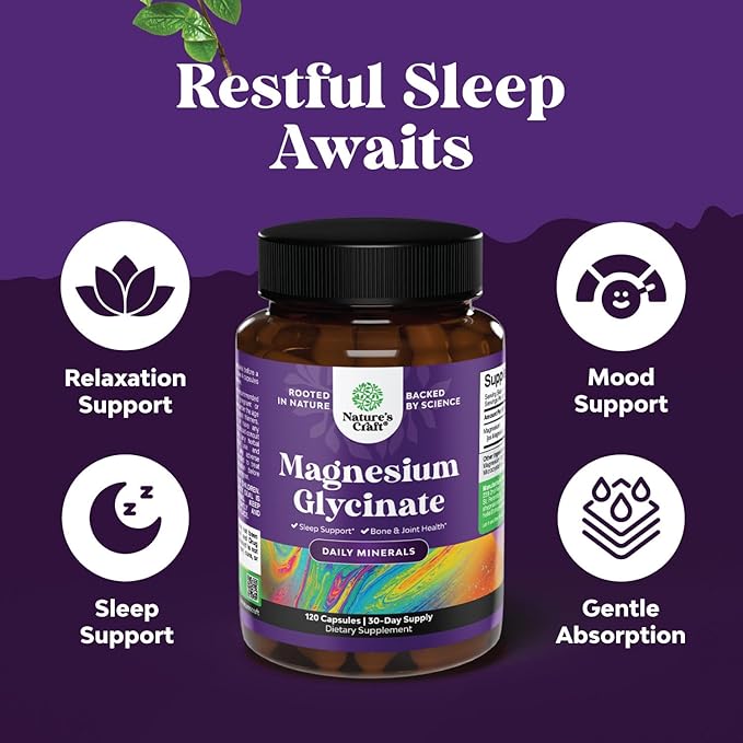 Pure Magnesium Glycinate 400mg Per Serving - Vegan High Absorption Chelated Magnesium Capsules for Women & Men with Elemental Magnesium 400mg for Mood Sleep and Relaxation Support - 30 Servings