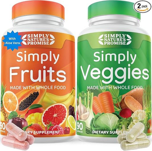 Simply Nature's Promise - Packed with Over 40 Different Fruits & Vegetables - Made with Whole Food Superfoods - with Aloe Vera - 100% Soy Free – 180 Capsules