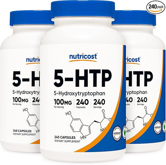 Nutricost 5-HTP 100mg, 240 Vegetarian Capsules (5-Hydroxytryptophan) - Non-GMO & Gluten Free (3 Bottles)
