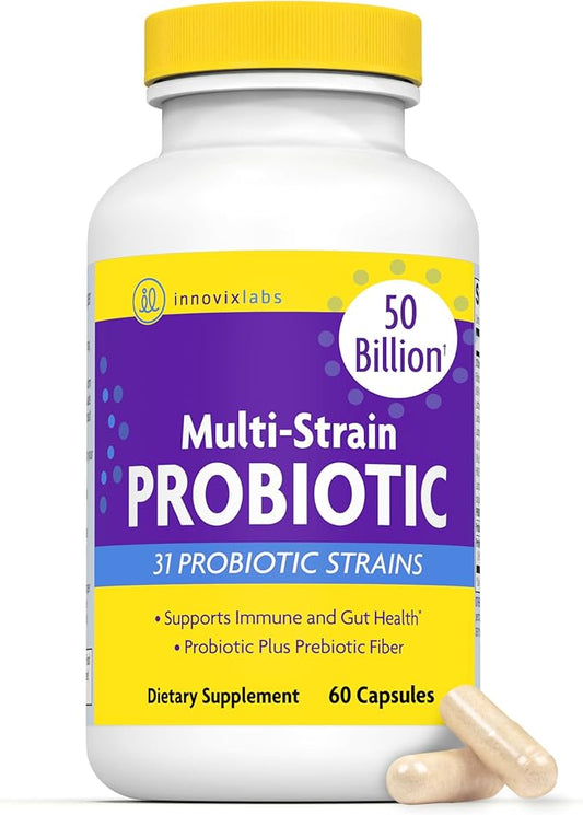 InnovixLabs Multi Strain Probiotics for Women & Men - Probiotic Supplement - 50 Billion CFU - Gut Health, Immune Support, Digestion, Lactobacillus Acidophilus, Prebiotics and Probiotics, 60 Capsules