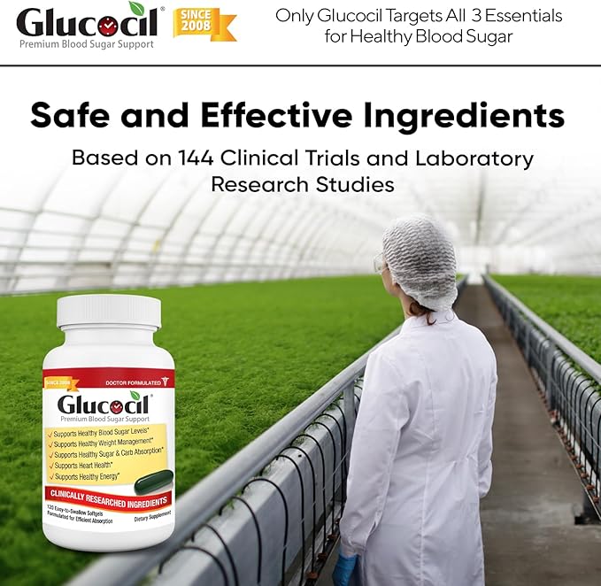 Glucocil – Softgels - Premium Blood Sugar Support - Over 2 Million Bottles Sold - Supports The 3 Essentials for Healthy Blood Sugar - Since 2008, with Berberine, Proprietary Mulberry Leaf, and More