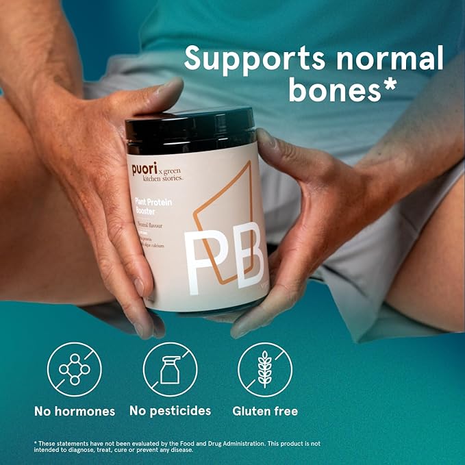 Puori Vegan Plant Protein Enhancer Powder - 25 Servings - Neutral Flavor Pea Protein with Algae Calcium for Essential Amino Acids - Dairy-Free, Vegetarian, Non GMO