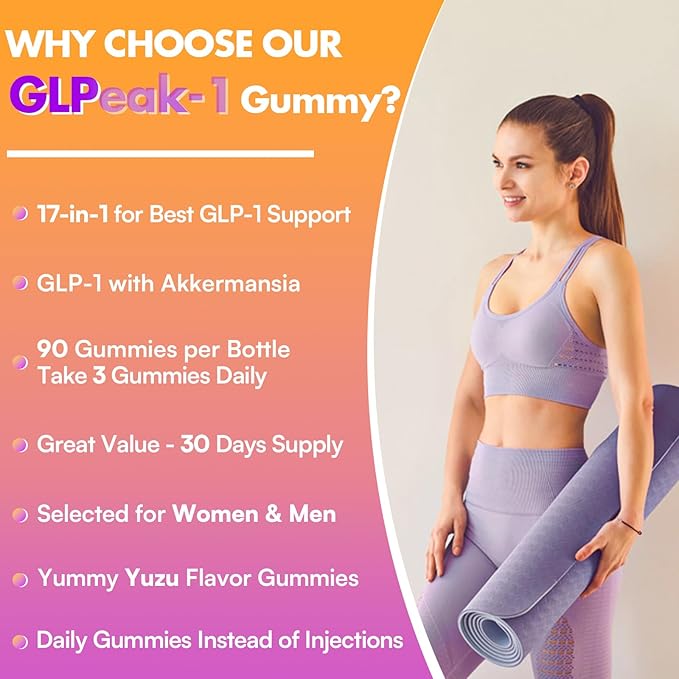GLP-1 Supplement | GLP Gummy, GLP 1 Gummy with Akkermansia Probiotic, Berberine, Fiber Support GLP-1 Naturally, GLP-1 Probiotic Gummy for Women and Men, Yuzu Flavor, Zero-Sugar - 10 Pack