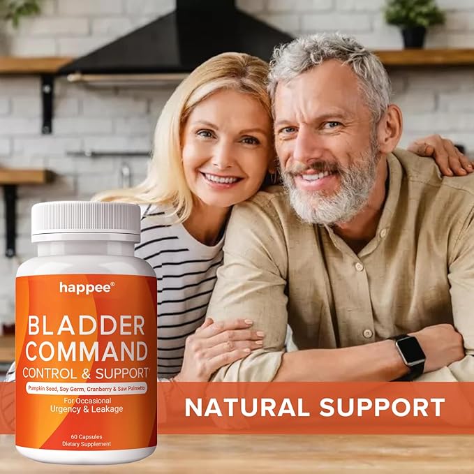 Bladder Control Supplement for Women & Men with Pumpkin Seed Extract, Soy Germ Extract, Saw Palmetto & Cranberry 4-in-1 Active Bladder Support for Urinary Frequency, Leaks & Urgency - 60 Capsules