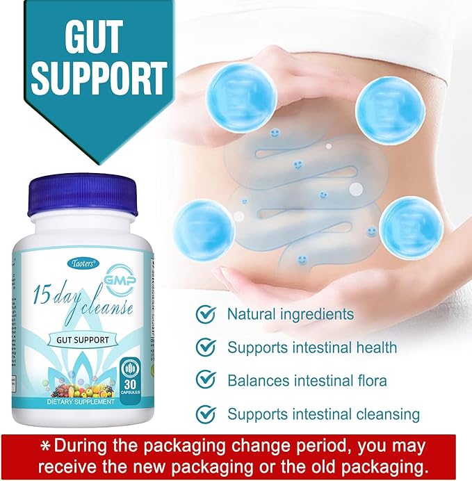 15 Day Cleanse Gut Support 2 Pack | Colon Broom, Detox Supplement with Senna, Cascara Sagrada & Psyllium Husk, for Men and Women | Total 60 Capsules