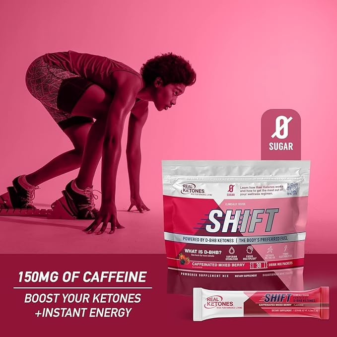 Real Ketones BHB Exogenous Ketones Drink Mix Packets Keto Electrolytes Powder Packets No Sugar with 4 Main Fasting Electrolytes Plus Hydrating Patented Keto BHB - 30 Count Mixed Berry Caffeine