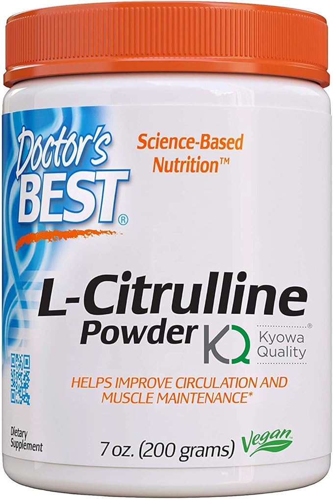 Doctor's Best L-Citrulline Powder, Helps Improve Circulation & Muscle Maintenance, Non-GMO, Vegan, Gluten Free, Soy Free, 200g