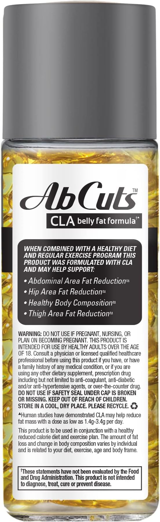 CLA Belly Fat Formula - 120 Easy-to-Swallow Softgels - Omega 3 Fish Oil, Flaxseed Oil and Vitamin E - Helps Increase Antioxidant Supply and Healthy Body Composition