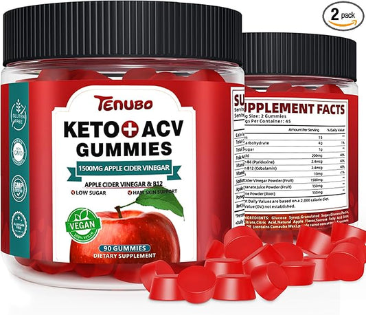 （2 Pack） 90 Count Keto ACV Gummies Formula with 1500MG 180 Count Keto ACV Gummies, Keto ACV Gummies Diet Supplement for Women Men - Low Sugar & Gluten Free