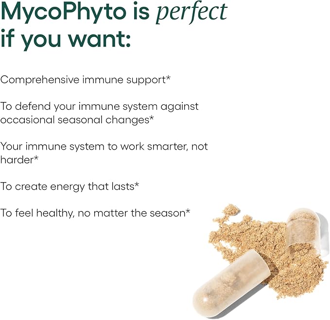 EcoNugenics MycoPhyto Complex: Mushroom Supplement for Intensive Immune Support – 60 Capsules – Includes Turkey Tail, Reishi, Cordyceps, Maitake & More – Energy, Gut Health & Nootropic Brain Support