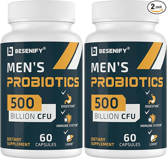Probiotics for Men, 500 Billion CFUs & 12 Strains, Probiotics for Digestive Health, Men's Probiotic with Turmeric, Cranberry, Goji, for Overall Digestive, Immune Health, Gut & Bloating, 60-Days Supply