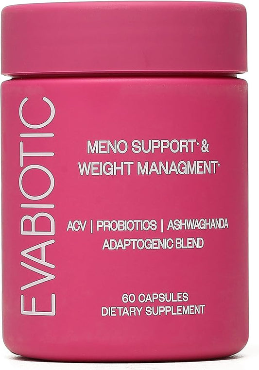 Complete Menopause Support | Ashwaghanda, Probiotics, ACV + Chasteberry for Weight Management, Hot Flashes, Night Sweats, Bloat, Hormone Balance & Mood Swings* | Non GMO, Vegan 60 Caps