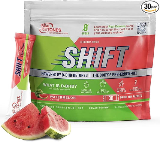 Real Ketones BHB Exogenous Ketones Drink Mix Packets Keto Electrolytes Powder Packets No Sugar with 4 Main Fasting Electrolytes Plus Hydrating Patented Keto BHB - 30 Count Watermelon