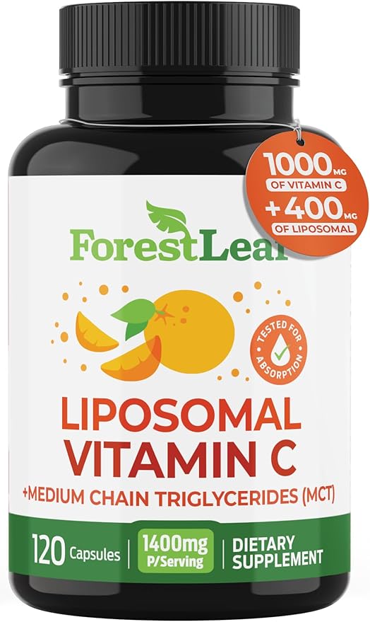 ForestLeaf Liposomal C - 1000mg Capsules - Immune Booster with MCT Oil & Sunflower Lecithin - Superior Absorption - High Dose C (Unflavored - 120 Veg Cap)