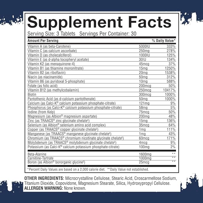 Gaspari Nutrition Anavite, Sports Multi-Vitamin with Amino Acids, Beta-Alanine and L-Carnitine, Enhanced Performance and Recovery (New Smaller Size, 30 Servings)