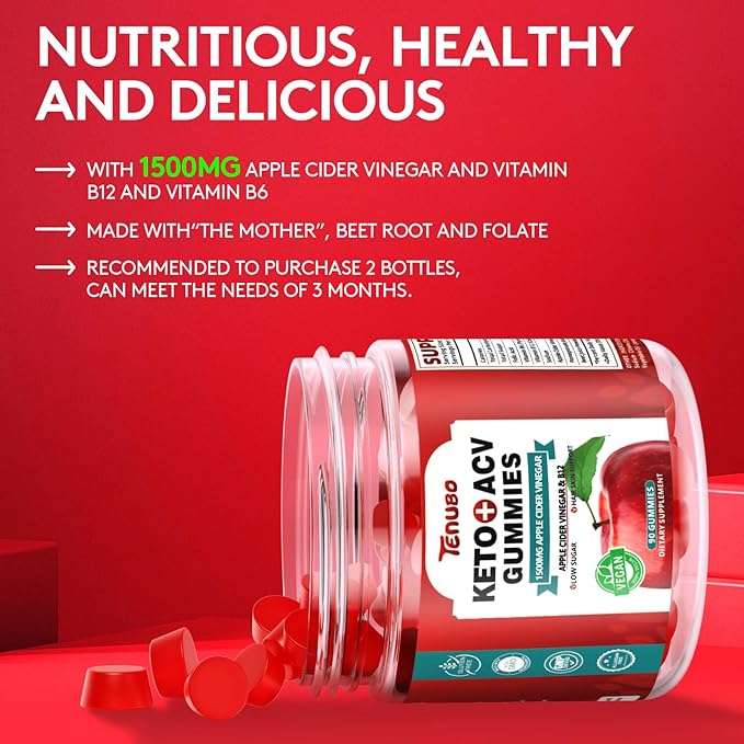 （2 Pack） 90 Count Keto ACV Gummies Formula with 1500MG 180 Count Keto ACV Gummies, Keto ACV Gummies Diet Supplement for Women Men - Low Sugar & Gluten Free