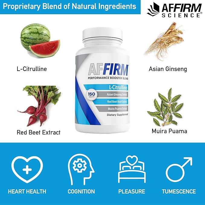 Affirm ffirm Science L-Citrulline Dietary Supplement 750mg 60 Tablets | Circulation and Male Performance | Created by Dr. Judson Brandeis