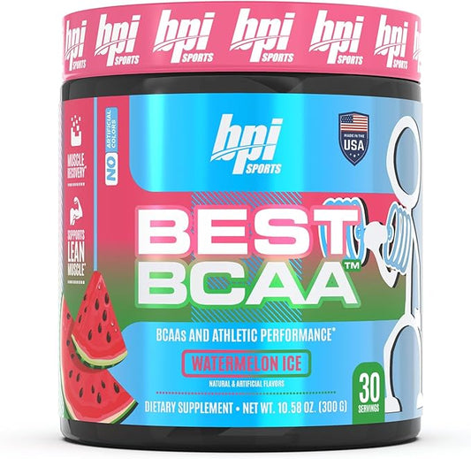 BPI Sports Best BCAA - BCAA Powder Post Workout Sports Drink with Branched Chain Amino Acids for Hydration & Recovery, for Men & Women - Watermelon Ice - 30 Servings