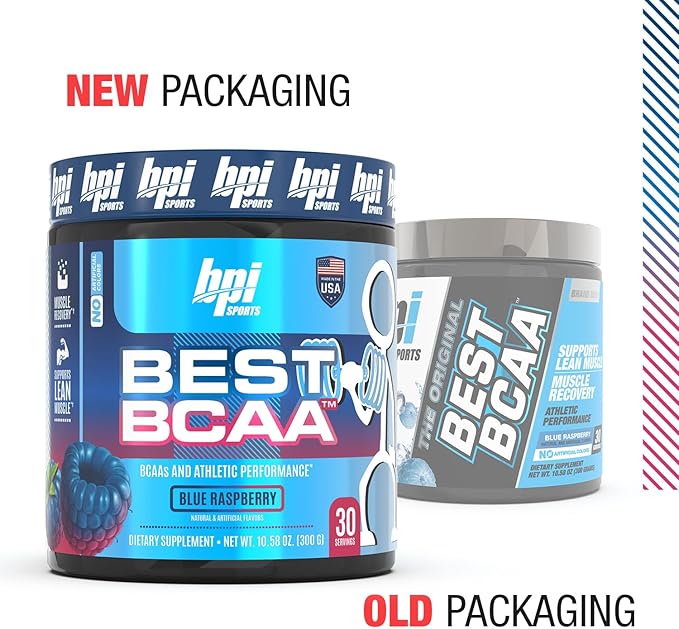 BPI Sports BEST BCAA - BCAA Powder Post Workout Sports Drink with Branched Chain Amino Acids for Hydration & Recovery, for Men & Women - Blue Raspberry - 30 Servings