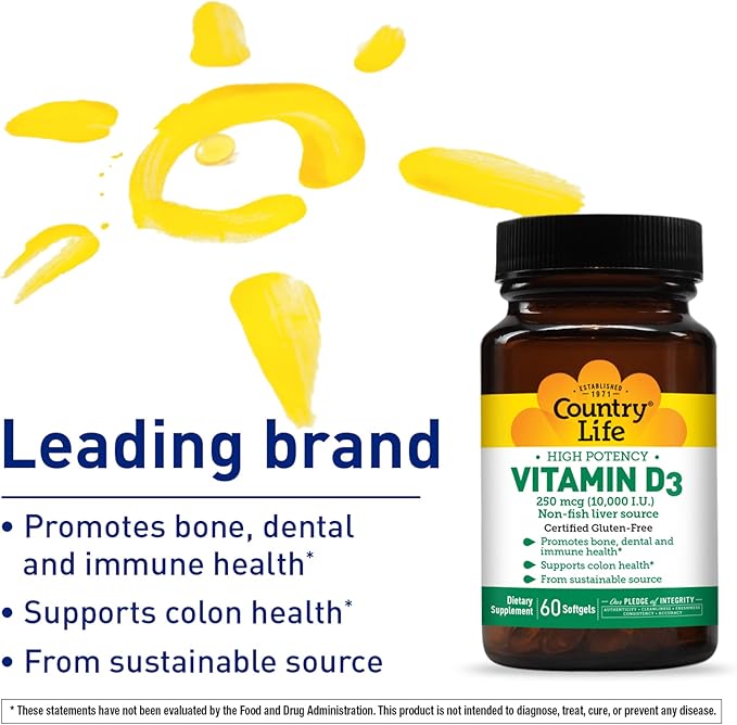 COUNTRY LIFE Vitamin D3 10000 IU, 60 CT